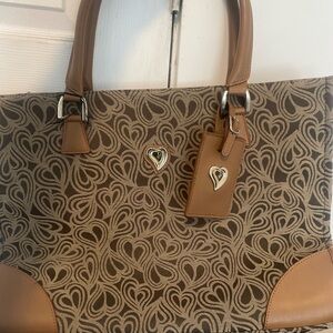 DVF Monogram Patterned Tote Bag with Tan Trim